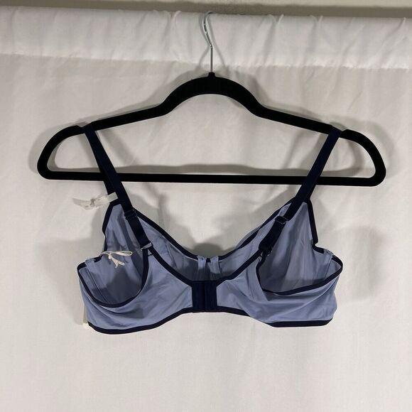 New Smoothez Aerie Bralette Women's 36C Blue Sheer Hook Eye Underwire - Picture 5 of 7